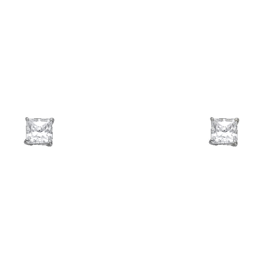 14k White Gold Classic Square Stud Elegant Fashion Vintage Earrings