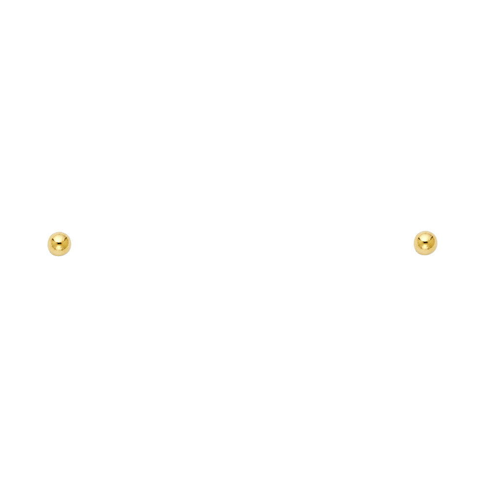 14k Yellow Gold 2mm Tiny Ball Stud Sphere Circle Minimalist Simple Cute Earrings