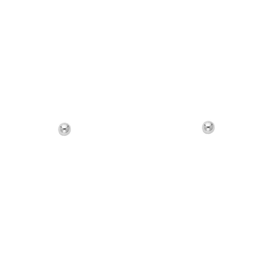 14k White Gold 2mm Tiny White Ball Stud Sphere Round Classic Simple Earrings New