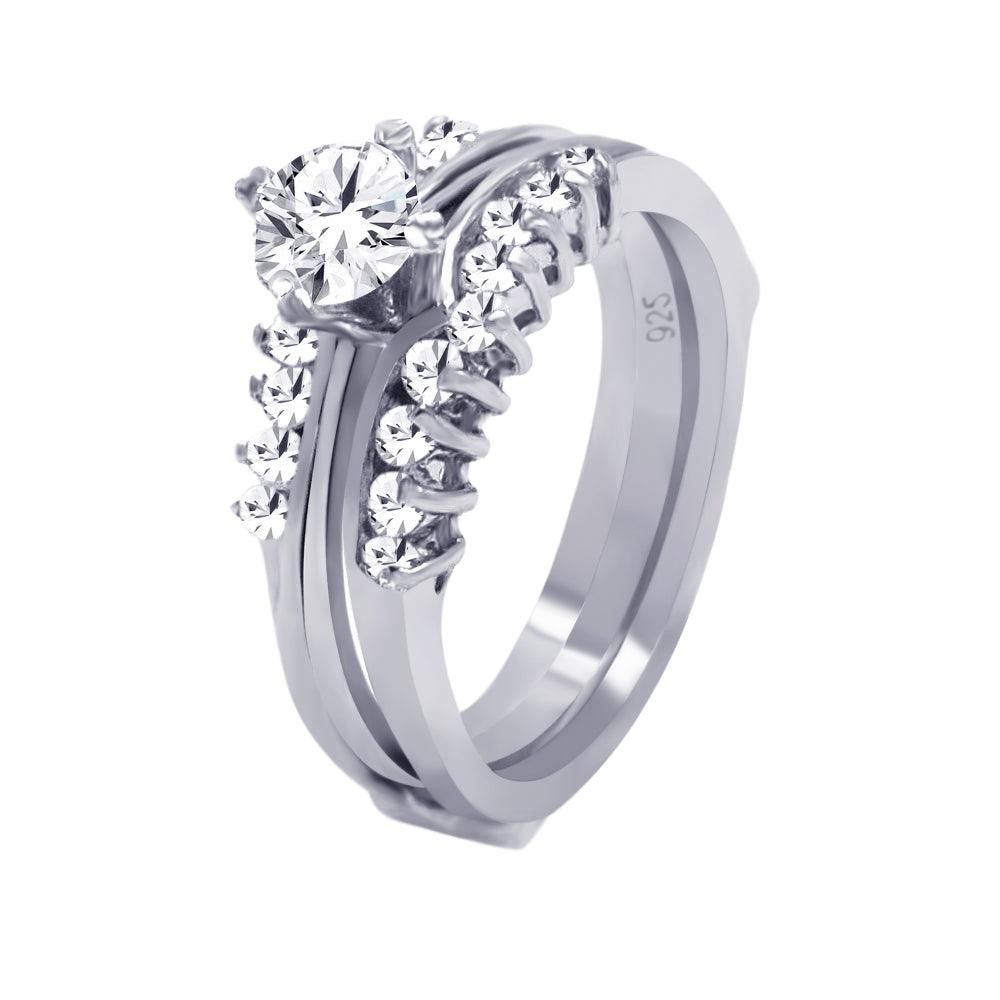 Sterling Silver 925 Rhodium Plated CZ Engagement Antique Ring Band Sizes 5-9