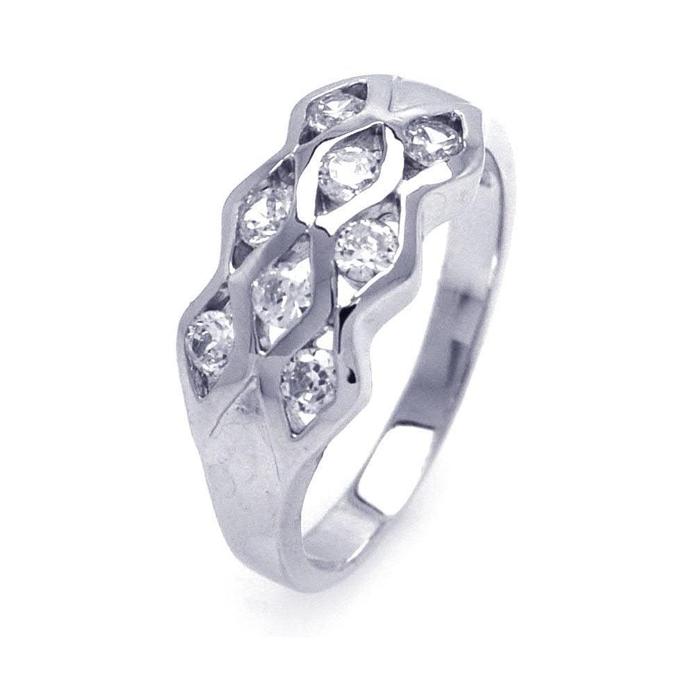 Sterling Silver 925 Rhodium Plated CZ Eyelet Ring Fashion Band Sizes 5-10