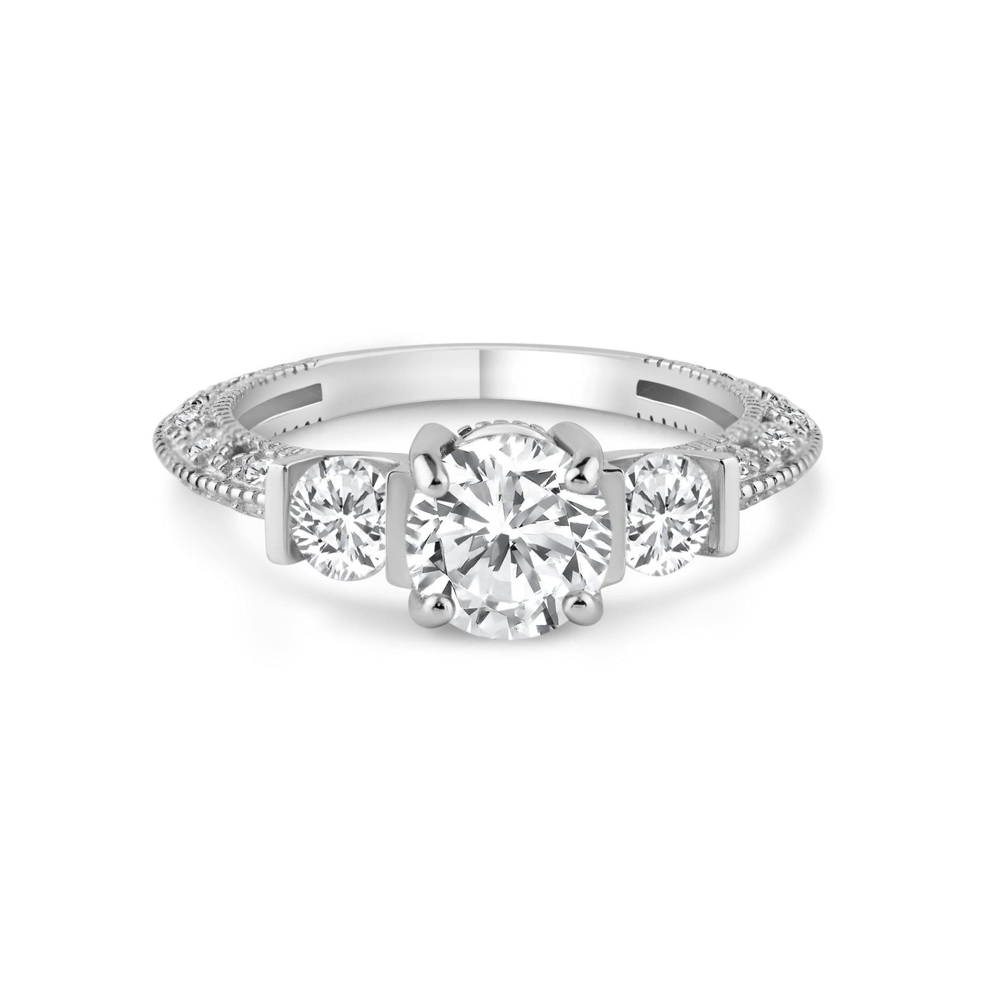 Sterling Silver 925 Rhodium Plated Pave CZ Past Present Future Ring Sizes 5-9