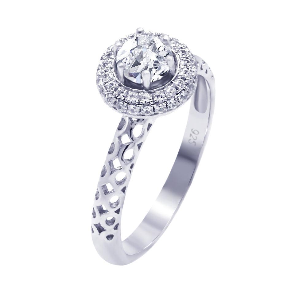 Sterling Silver 925 Rhodium Plated Pave Clear Cluster Round CZ Ring Sizes 5-9