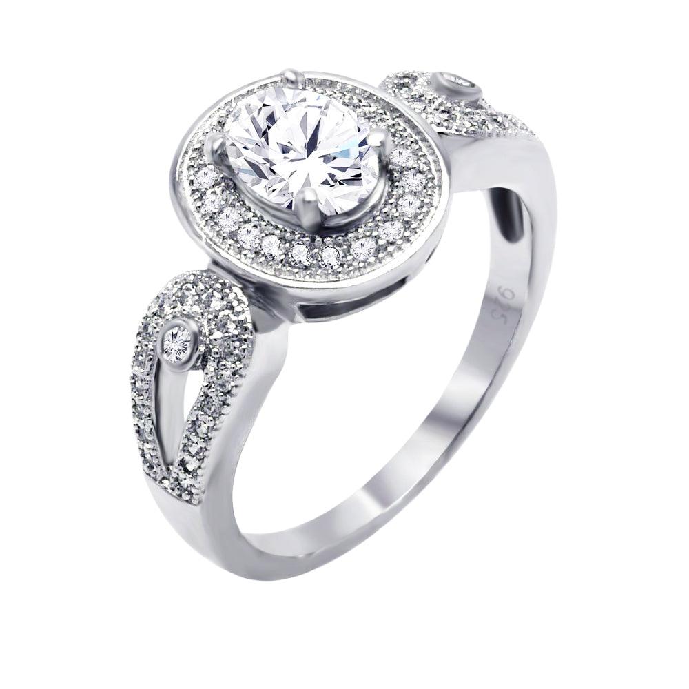 Sterling Silver 925 Rhodium Plated Micro Pave CZ Ornate Ring Band Sizes 5-9