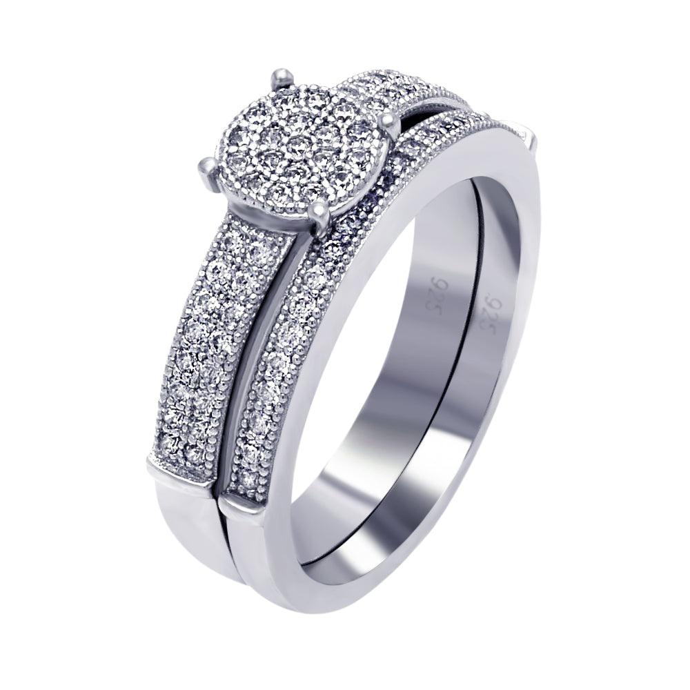 Sterling Silver 925 Rhodium Plated Micro Pave CZ Bridal Wedding Ring Sizes 5-9