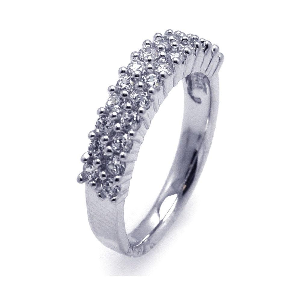 Sterling Silver 925 Rhodium Plated Pave Set Clear CZ Ring Band Sizes 5-9