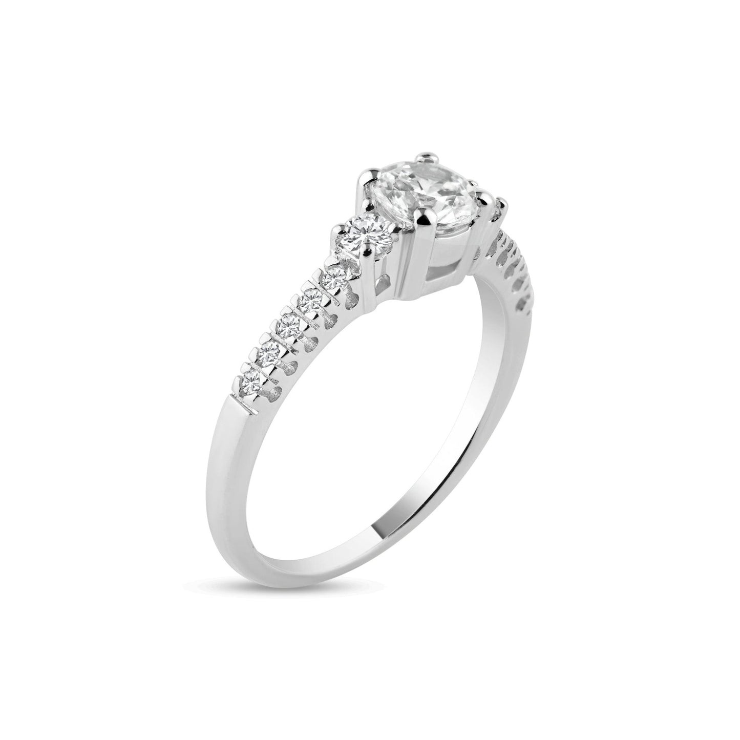 Sterling Silver 925 Rhodium Plated Pave CZ Past Present Future Ring Sizes 5-9