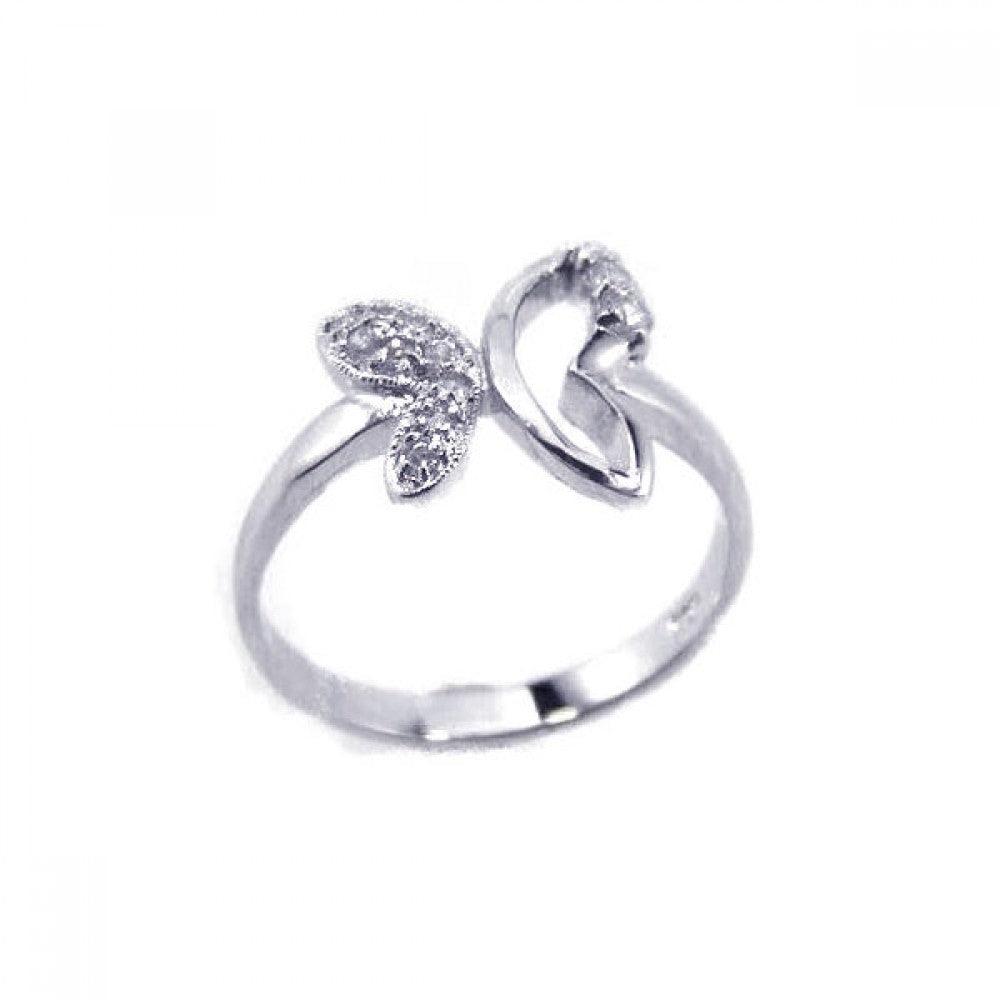 Sterling Silver 925 Rhodium Plated Clear CZ Butterfly Ring Band Sizes 5-9