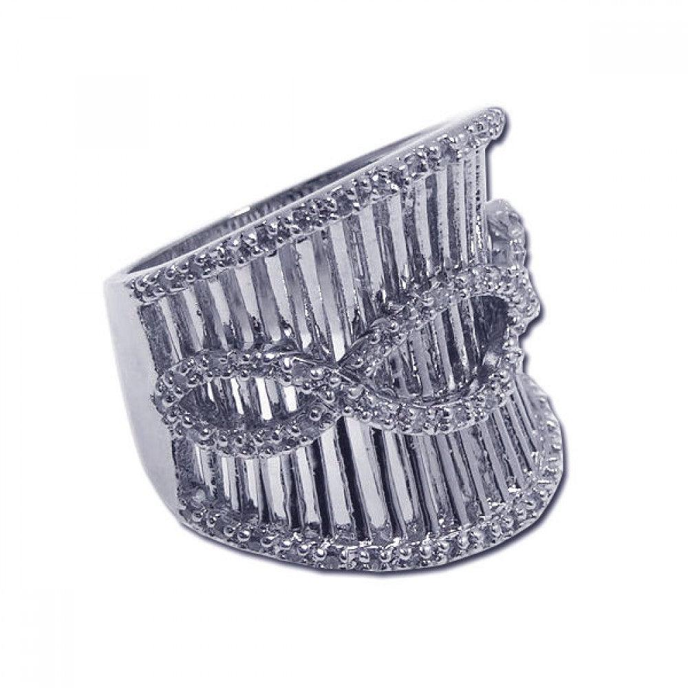 Sterling Silver 925 Rhodium Plated Clear CZ Ornate Infinity Band Ring Sizes 5-9