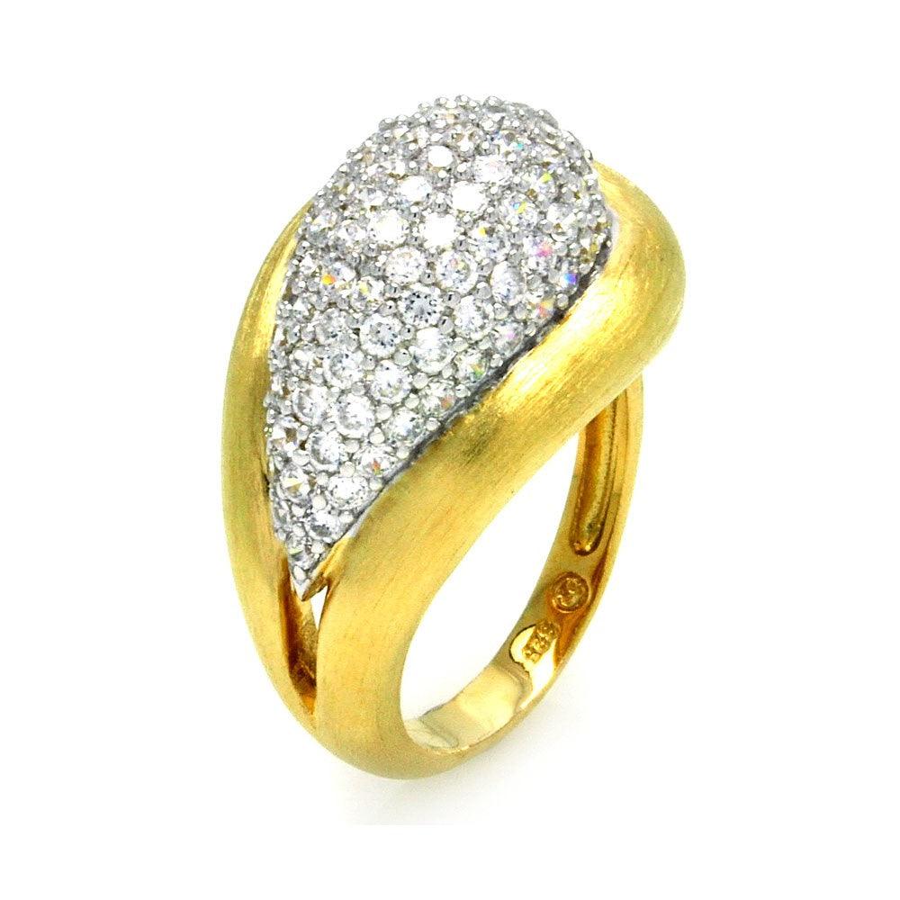 Sterling Silver 925 Rhodium Gold Plated Clear CZ Teardrop Ring Sizes 5-9