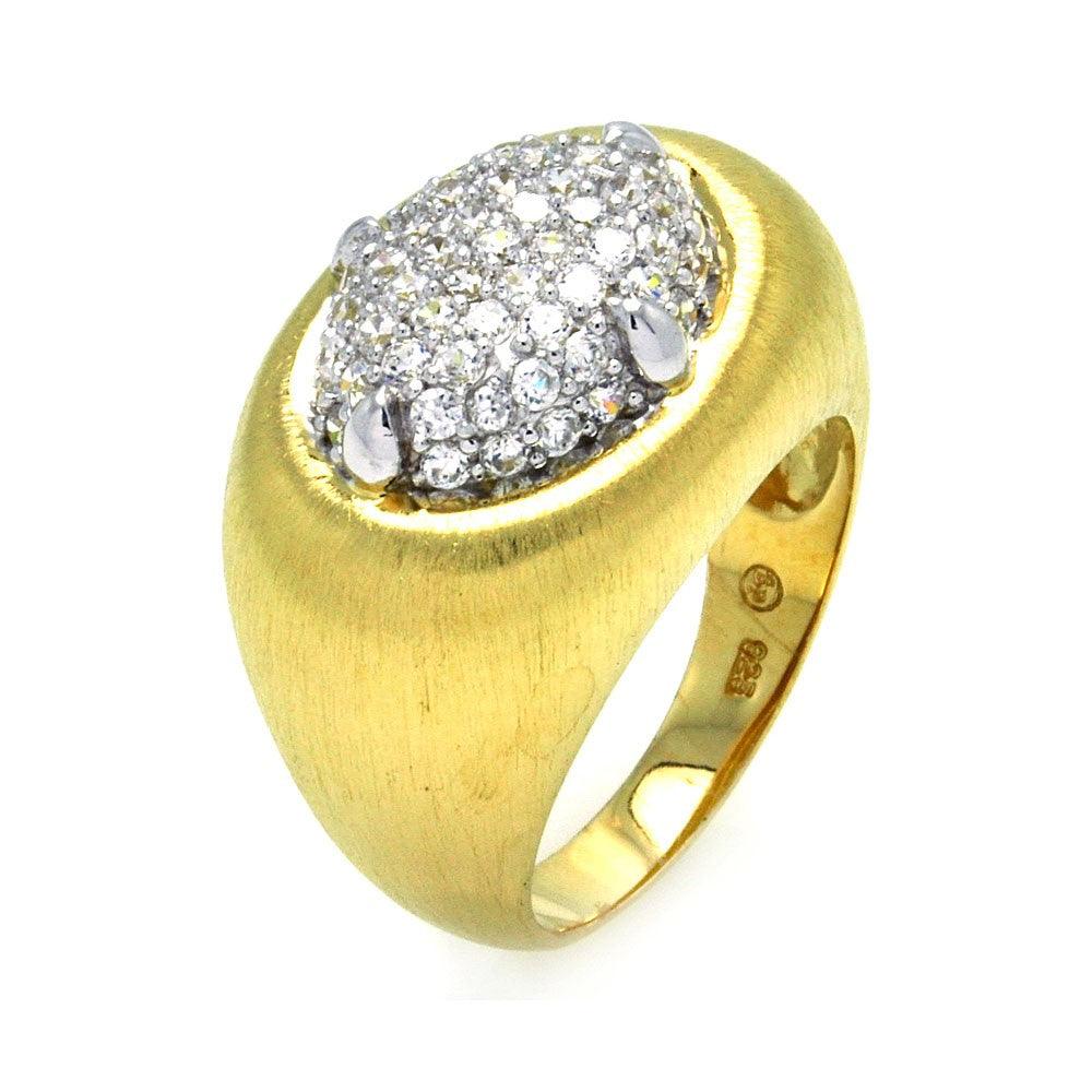 Sterling Silver 925 Rhodium Gold Plated Matte Finish Clear CZ Ring Sizes 5-9