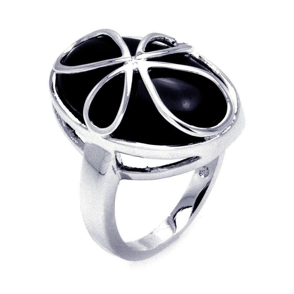 Sterling Silver 925 Rhodium Plated Black Onyx Script Cross Ring Band Sizes 5-9
