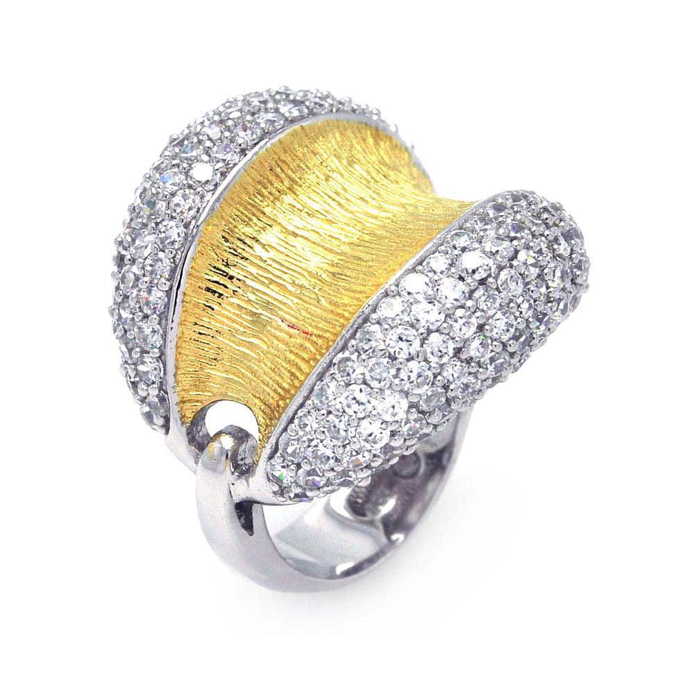 Sterling Silver 925 Rhodium Gold Plated Clear CZ Open Dome Ring Sizes 5-9