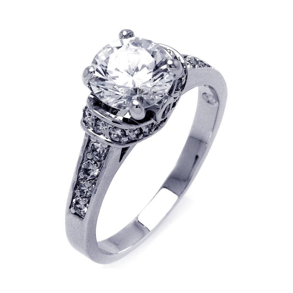 Sterling Silver 925 Rhodium Plated Clear Round CZ Bridal Ring Band Sizes 5-9