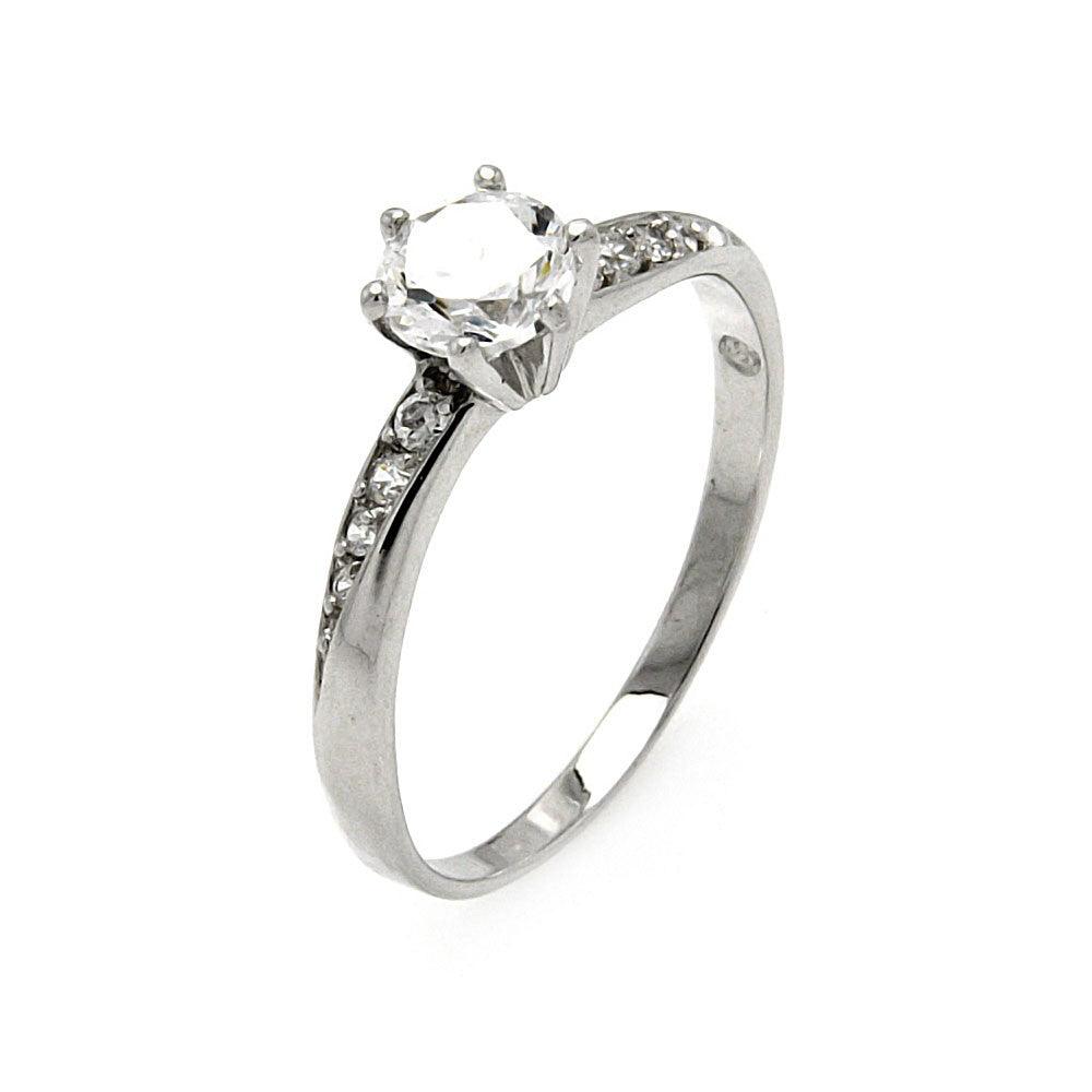Sterling Silver 925 Rhodium Plated Clear CZ Bridal Ring Band Sizes 5-9
