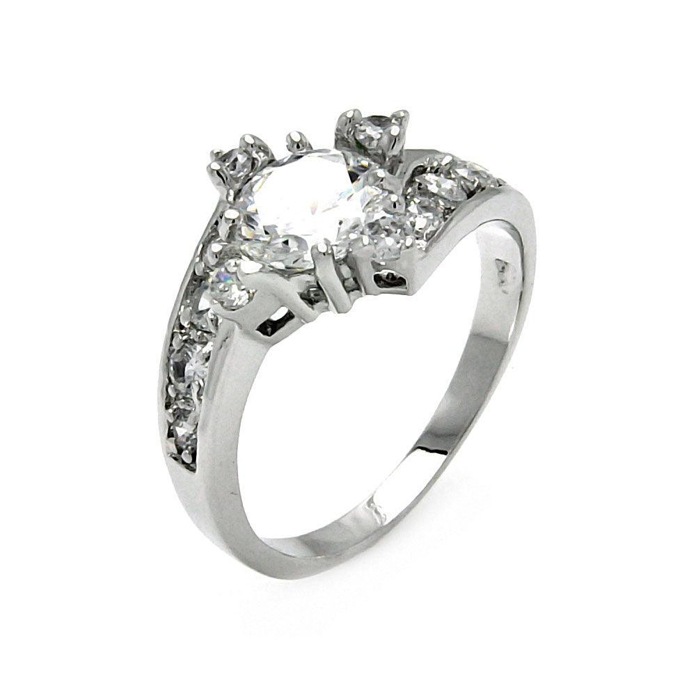 Sterling Silver 925 Rhodium Plated Clear Round CZ Bridal Ring Sizes 5-9