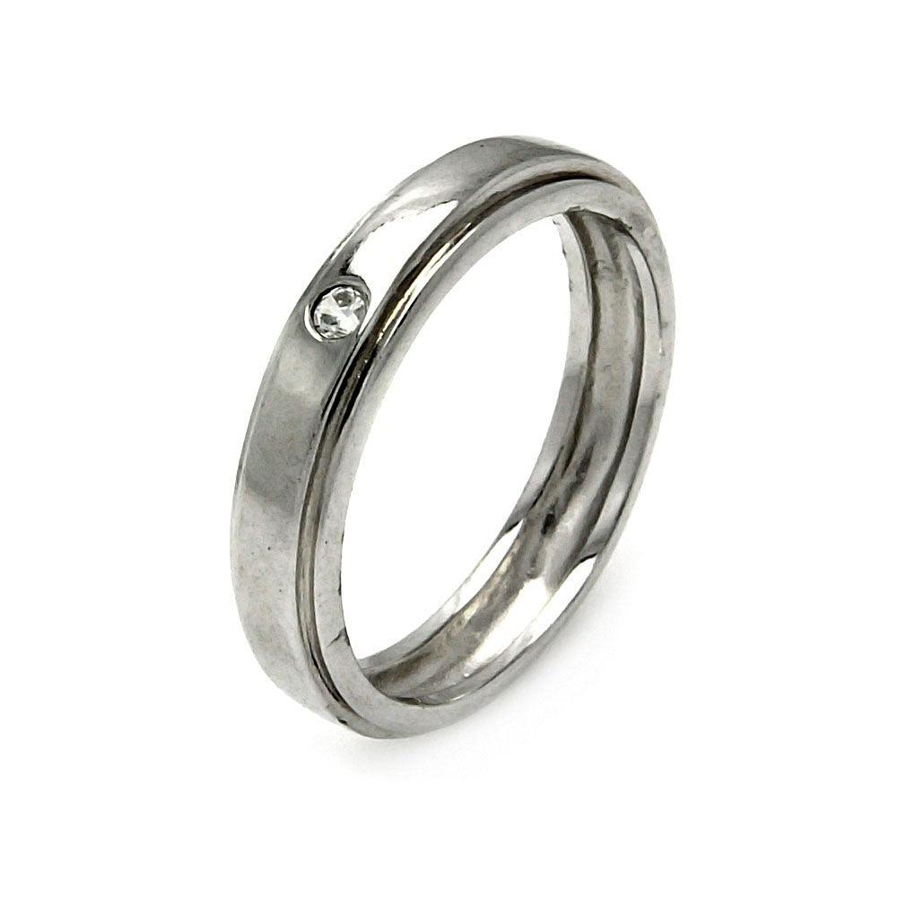 Rhodium Plated Sterling Silver 925 Single CZ Solitaire Ring Sizes 5-9