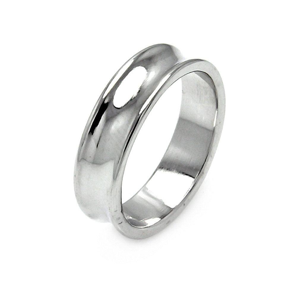 Rhodium Plated Sterling Silver 925 High Polished Border Ring Band Sizes 5-7