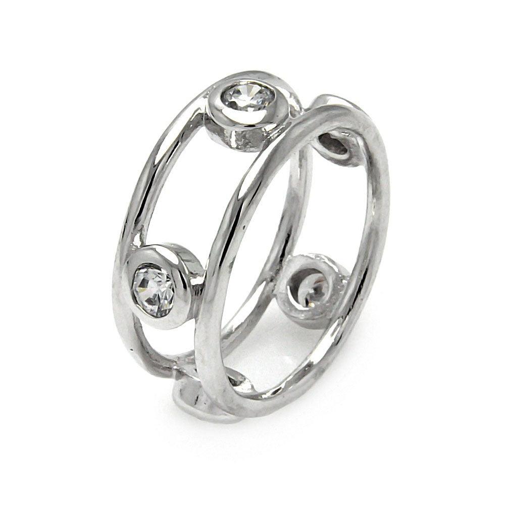 Rhodium Plated Sterling Silver 925 Clear CZ Eternity Ring Band Sizes 5-9