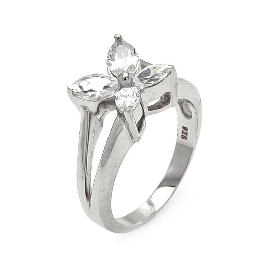 Sterling Silver 925 Rhodium Plated Clear CZ Butterfly Ring Band Sizes 5-9