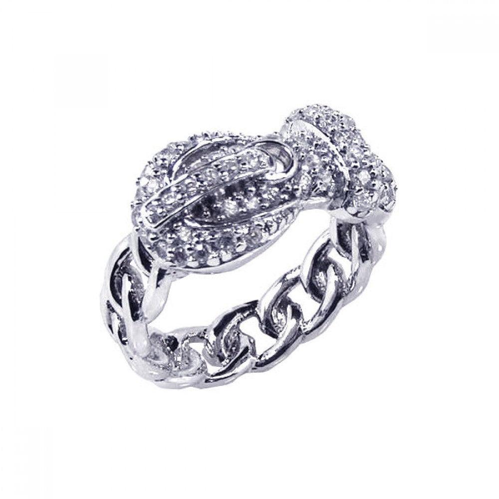 Sterling Silver 925 Rhodium Plated CZ Belt Miami Cuban Chain Link Ring Sizes 5-9