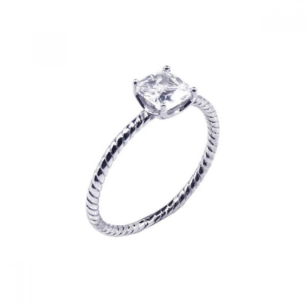 Sterling Silver 925 Rhodium Plated Solitaire CZ Cable Twist New Ring Sizes 5-9