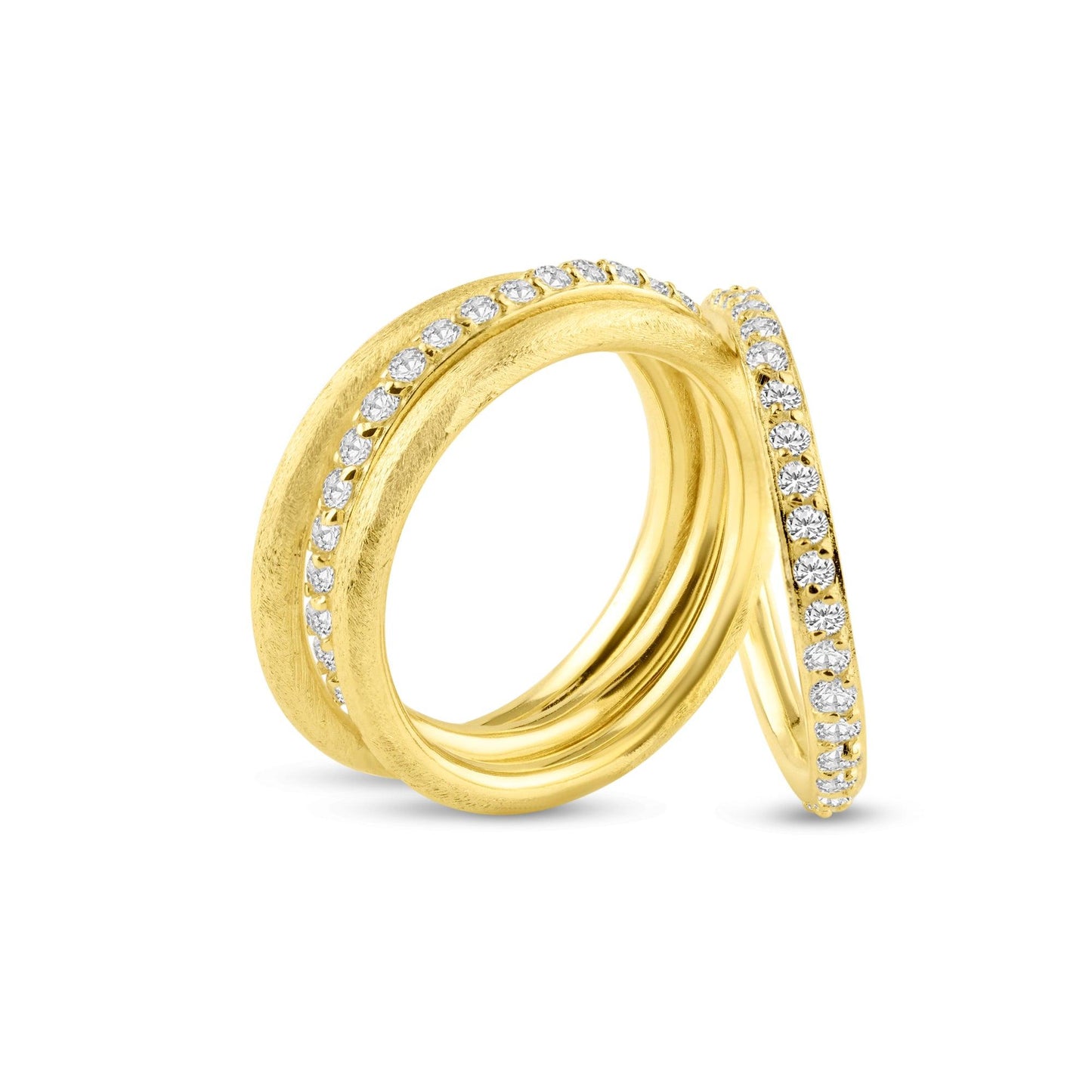 Sterling Silver 925 Gold Plated White CZ Eternity Ring Stacking Set Sizes 5-10