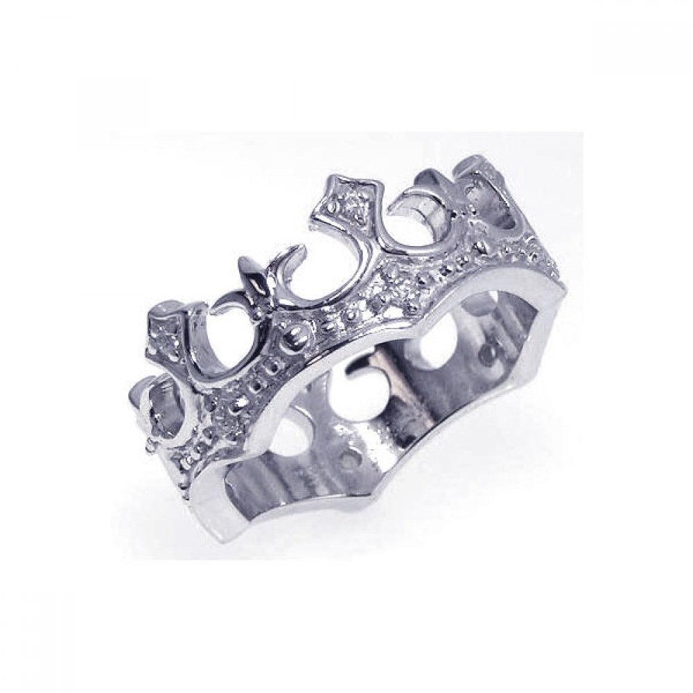 Rhodium Plated Sterling Silver 925 CZ Crown Royal King Tiara Ring Sizes 5-10