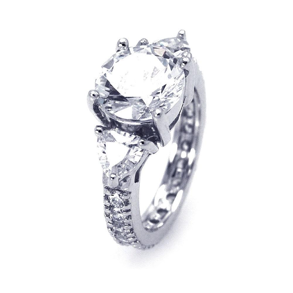 Sterling Silver 925 Rhodium Plated Round CZ Past Present Future Ring Sizes 5-9
