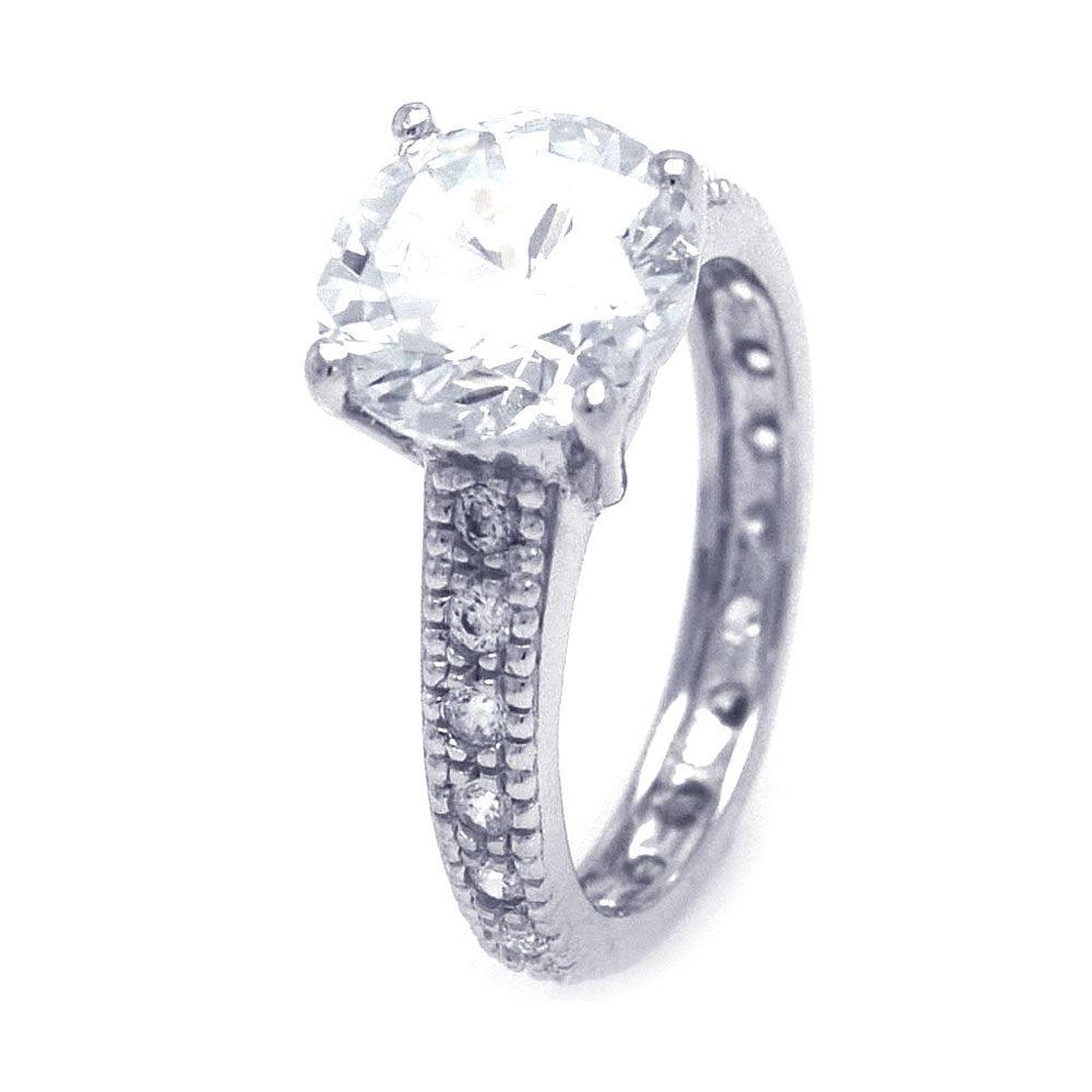 Sterling Silver 925 Rhodium Plated Round Solitaire CZ Wedding Ring Sizes 5-9