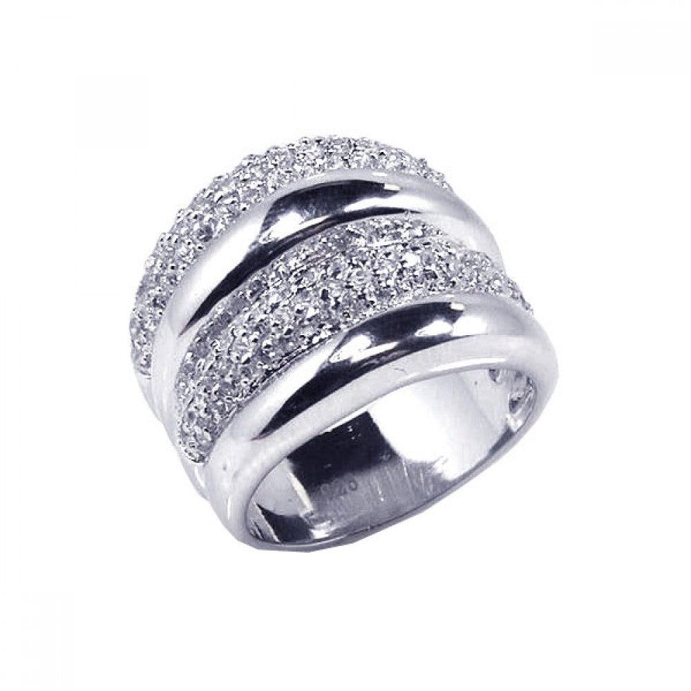 Sterling Silver 925 Rhodium Plated CZ Wide Large Finger Fashion Ring Sizes 5-8