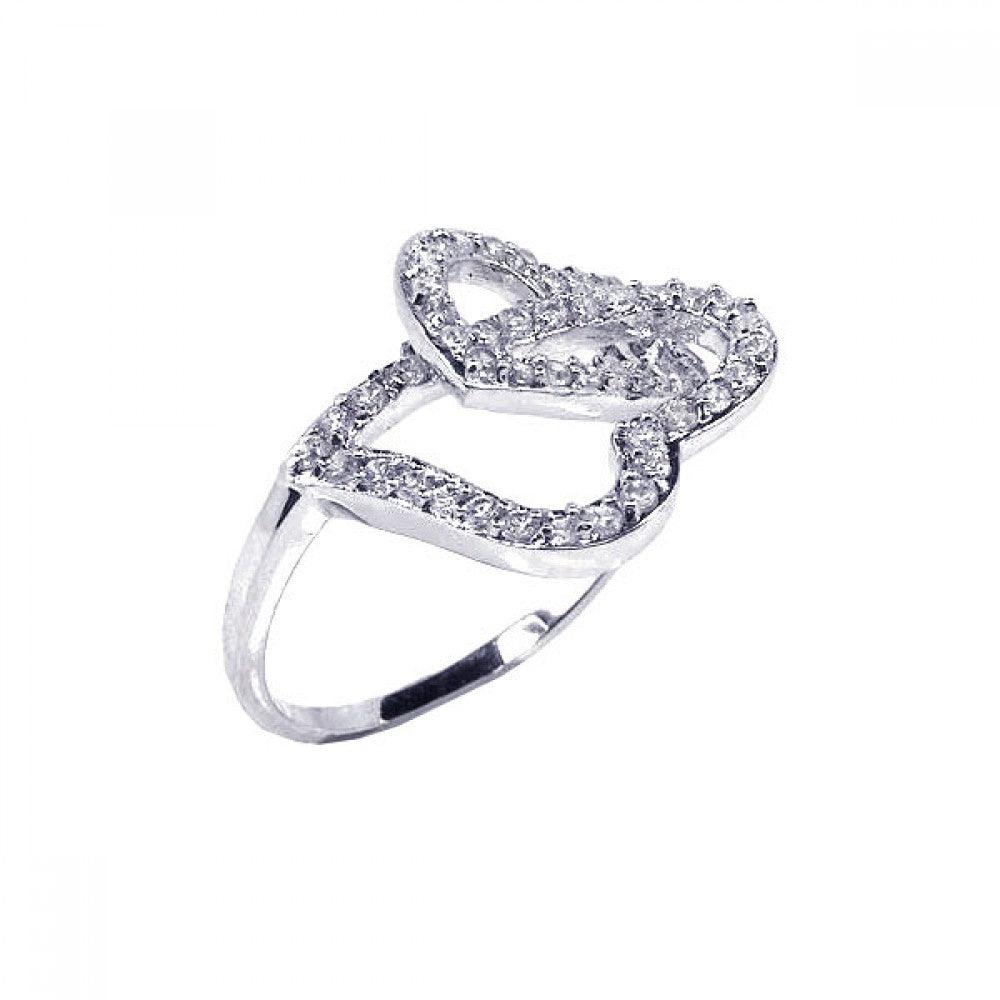 Sterling Silver 925 Rhodium Plated CZ Open Friendship Love Heart Ring Sizes 5-9