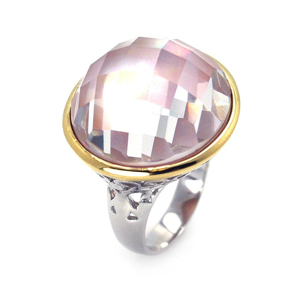 Sterling Silver 925 Halo Gold Plated CZ Dome Unique Sparkle Wide Ring Sizes 5-9