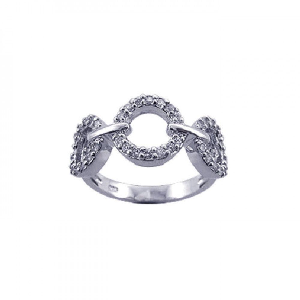 Sterling Silver 925 Rhodium Plated Clear CZ 3 Open Circle Ring Sizes 5-9