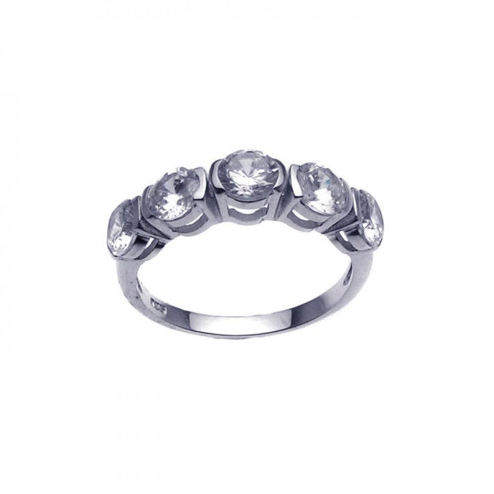 Rhodium Plated Sterling Silver 925 CZ Ring Fashion Band Sizes 5-9