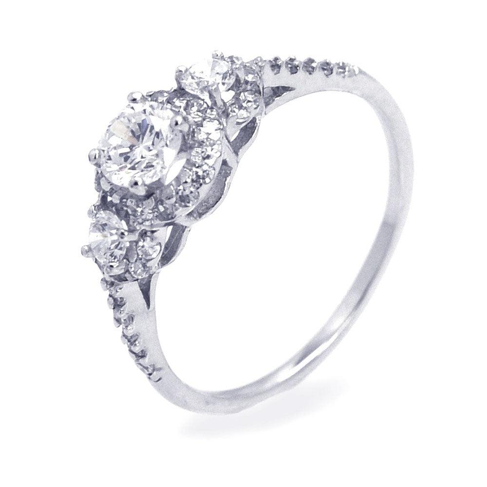 Sterling Silver 925 Rhodium Plated Clear CZ Past Present Future Ring Sizes 5-9