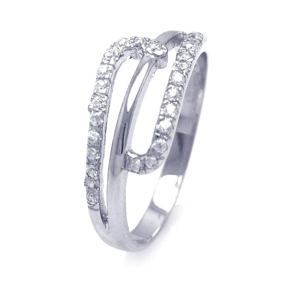 Sterling Silver 925 Rhodium Plated Clear CZ Attached Fashion Band Ring Sizes 5-9