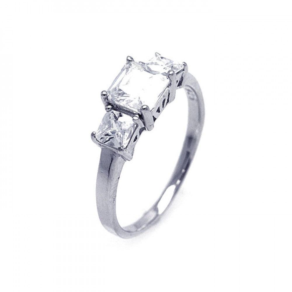 Sterling Silver 925 Rhodium Plated Clear CZ Past Present Future Ring Sizes 5-10