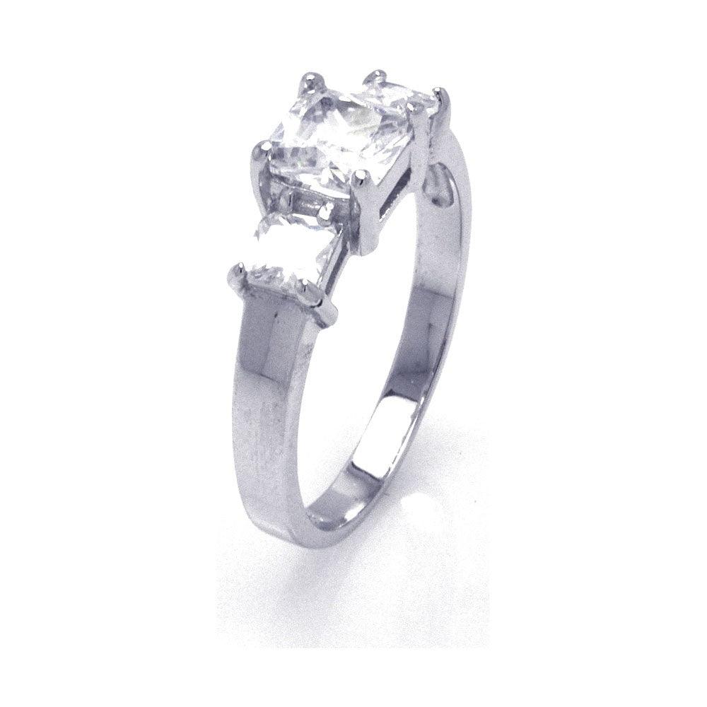 Rhodium Plated Sterling Silver 925 Clear CZ Past Present Future Ring Sizes 5-10