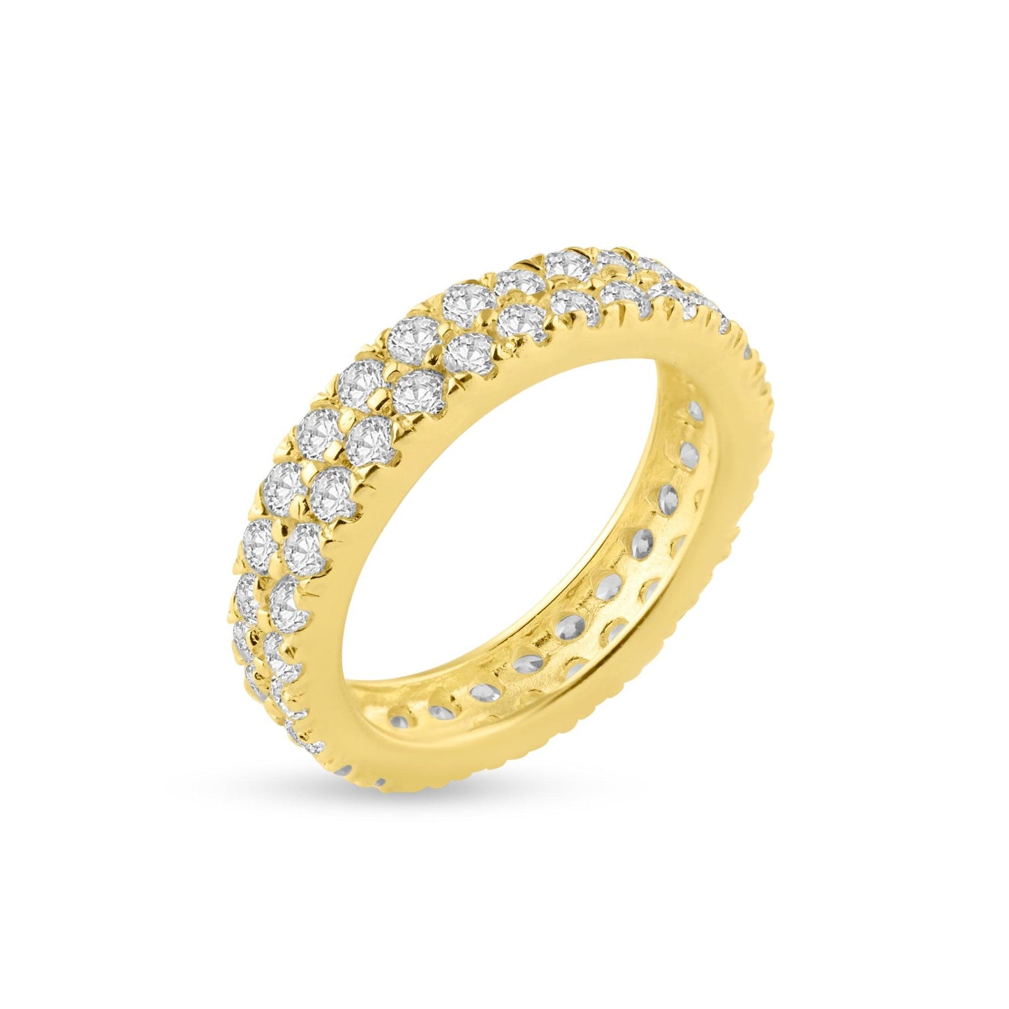 Gold Plated Sterling Silver 925 CZ Eternity Ring Band Sizes 5-10