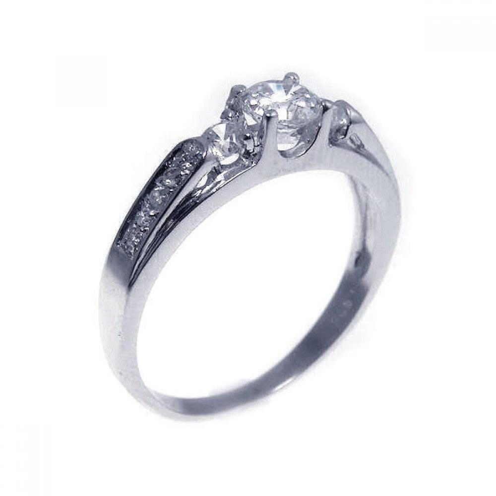 Sterling Silver 925 Rhodium Plated Clear CZ Solitaire Engagement Ring Sizes 5-10