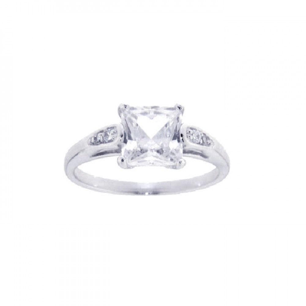 Sterling Silver 925 Rhodium Plated Clear Square CZ Promise Cute Ring Sizes 5-9