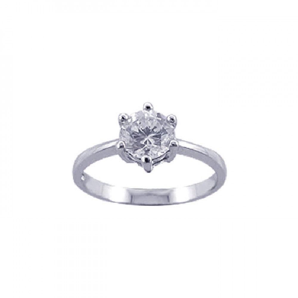 Sterling Silver 925 Rhodium Plated White CZ Solitaire Wedding Ring Sizes 5-9