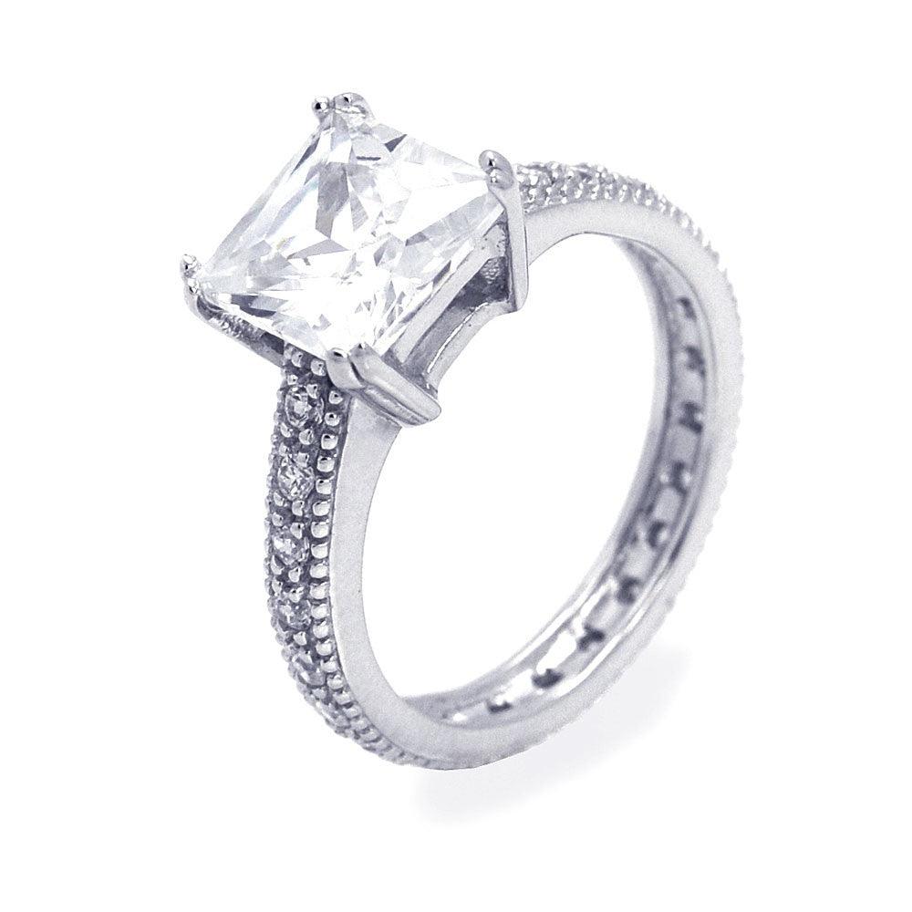 Sterling Silver 925 Rhodium Plated Princess Cut Solitaire CZ New Ring Sizes 5-9