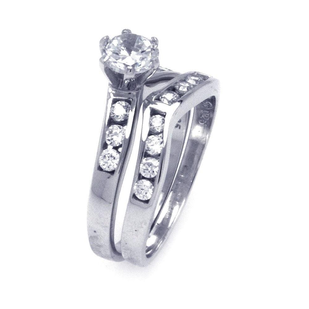 Sterling Silver 925 Rhodium Plated Clear CZ Matching Ring Pair Set Sizes 5-10