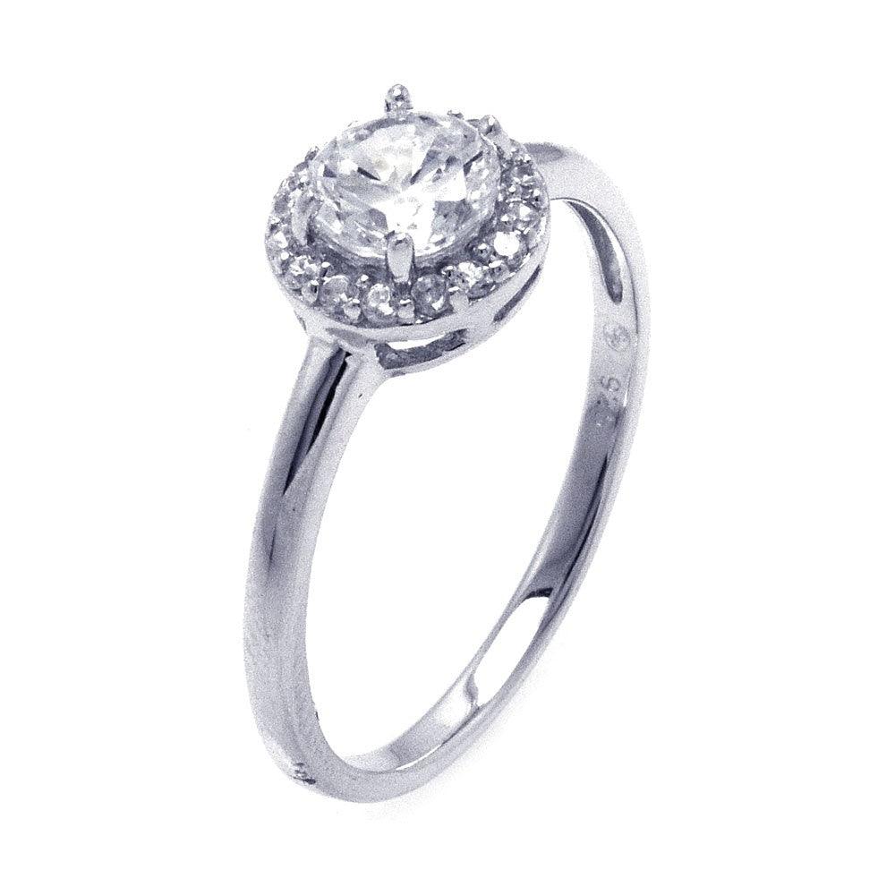 Sterling Silver 925 Rhodium Plated Round Clear Cluster CZ Ring Sizes 5-9