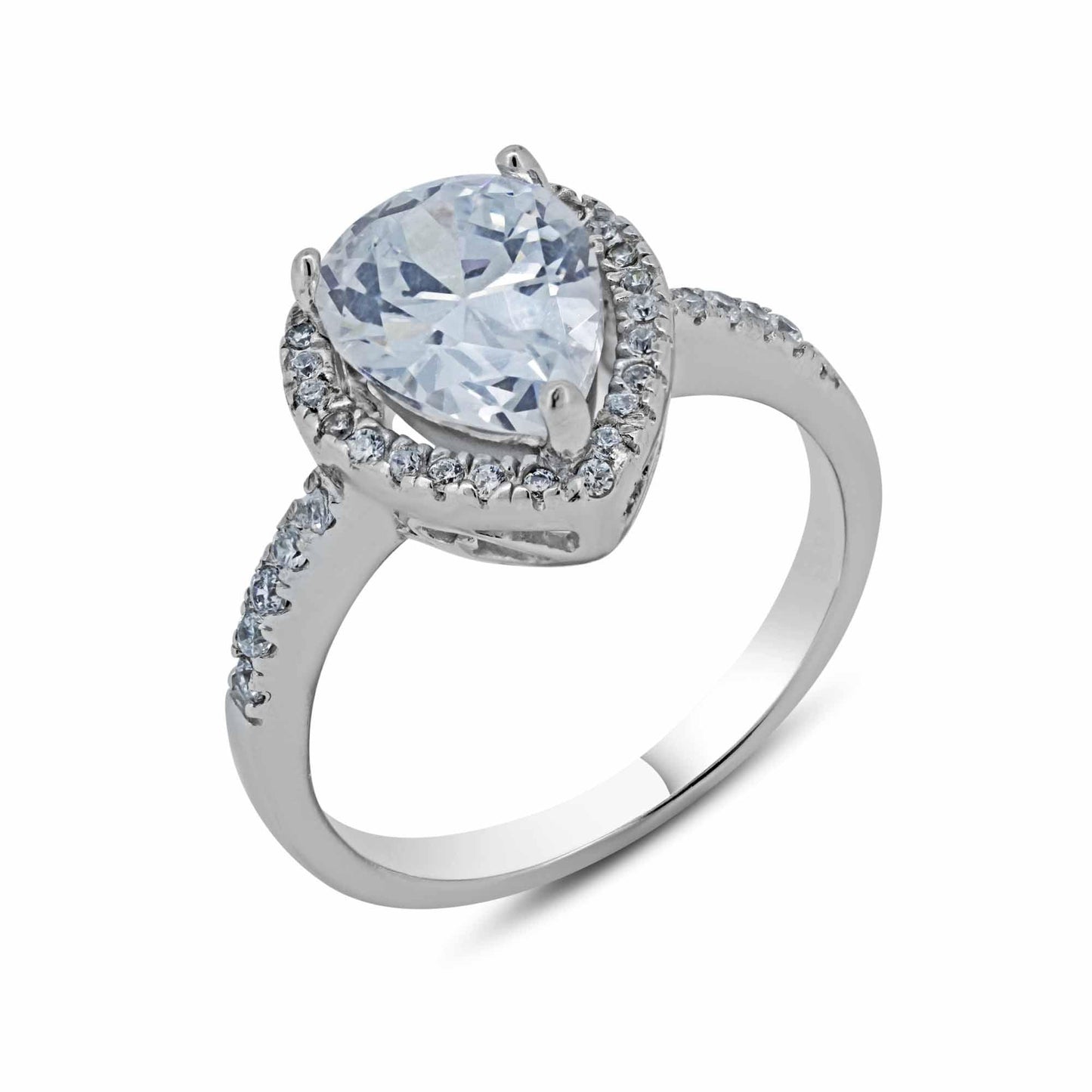 Rhodium Plated Sterling Silver 925 Clear CZ Engagement Bridal Ring Sizes 5-9