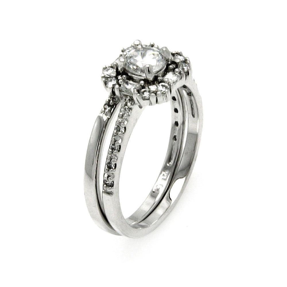 Rhodium Plated Sterling Silver 925 Clear CZ Bridal Engagement Ring Sizes 5-9