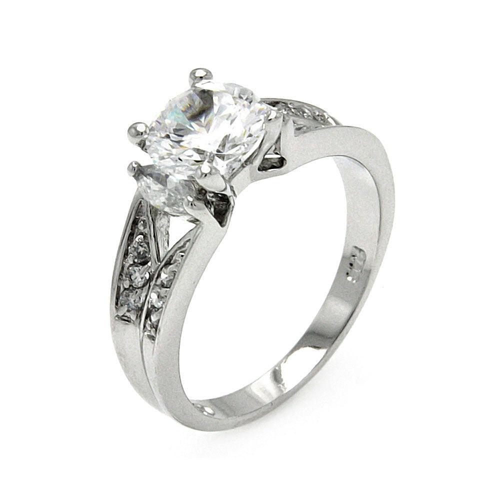 Rhodium Plated Sterling Silver 925 Clear CZ Bridal Engagement Ring Sizes 5-9