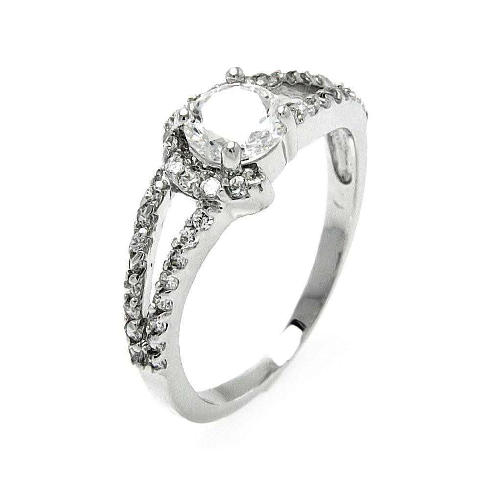 Rhodium Plated Sterling Silver 925 Clear Round CZ Bridal Ring Band Sizes 5-9